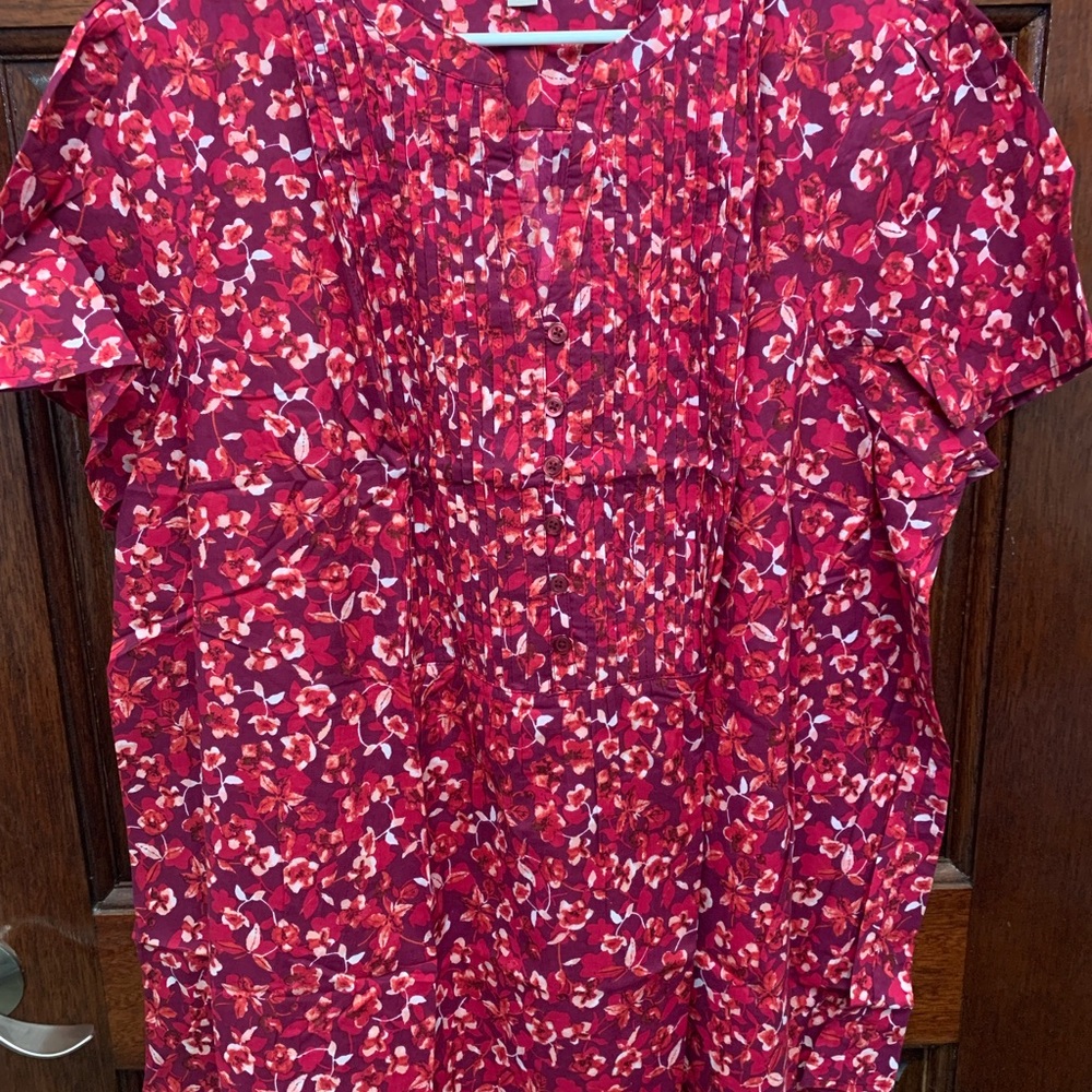RDI Floral Red and Pink Blouse